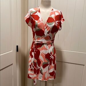 MWT Nine West Size Med Multicolored Knee-Length Asymmetrical Faux Wrap Dress